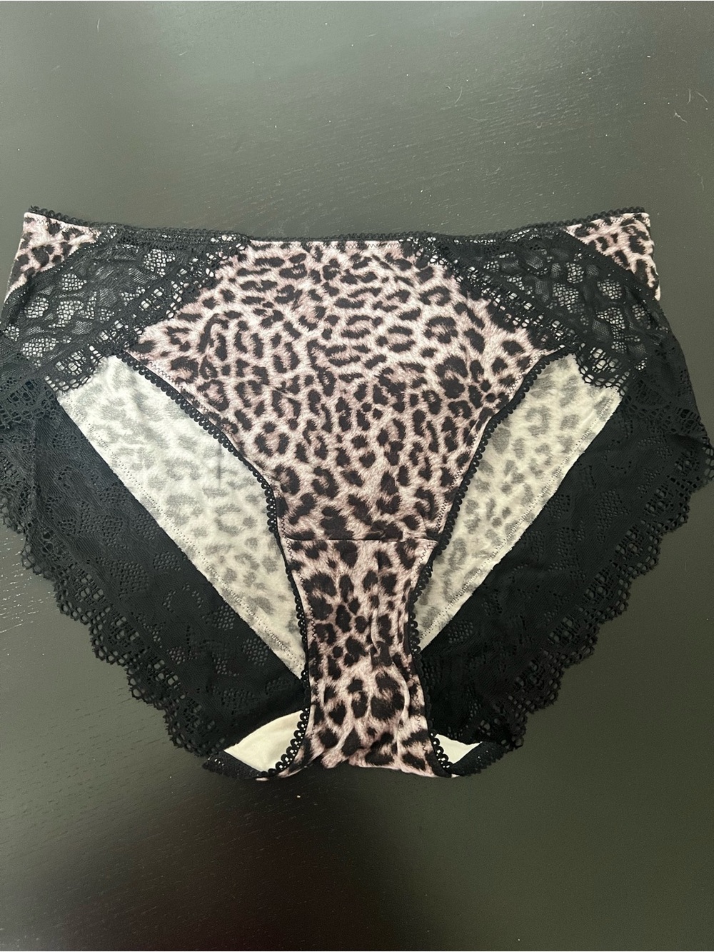 Soma Embraceable high leg Leopard-Print Panty with Black Lace Trim